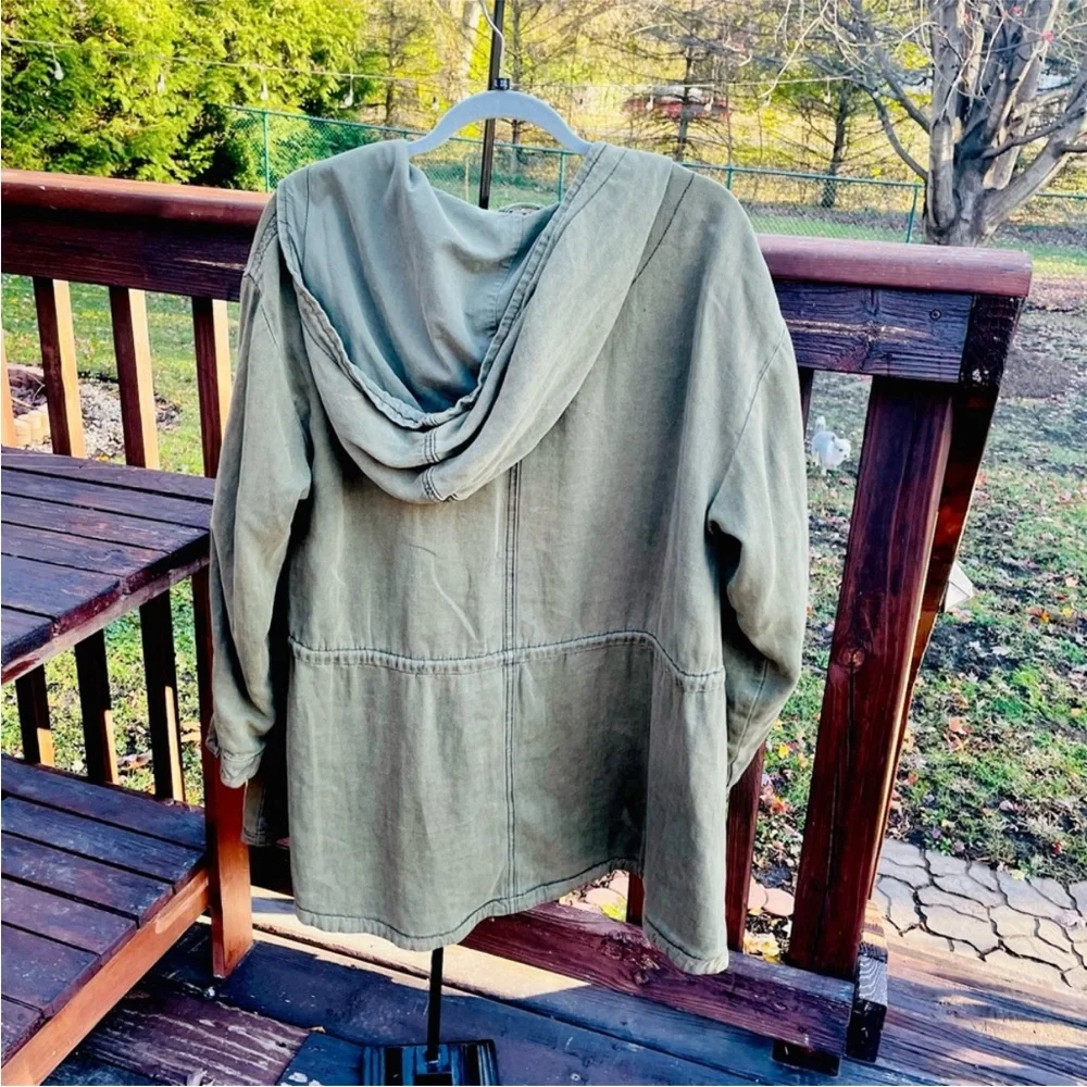 Free People – Arya Utility Jacket – Olive Green Military Cargo Jacket – Sz. L